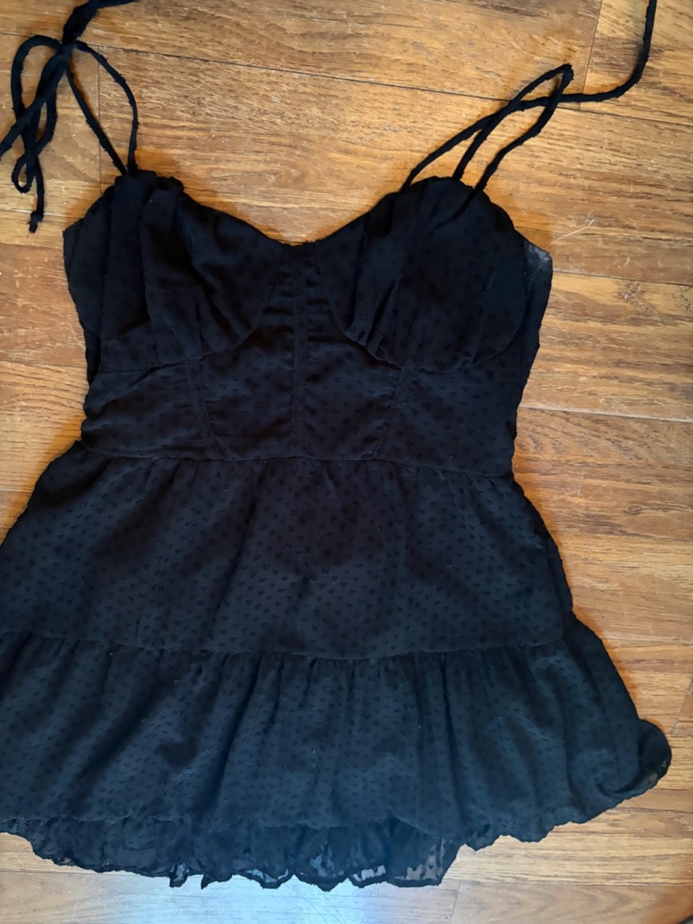 Amazon Black Swiss Dot Ruffle Cami